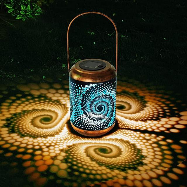 Yisiteone Solar Lantern Outdoor Hanging Lanterns with Handle Modern Metal Waterproof LED Garden Lanterns with Solar Powered Perfect Decoration for Garden Christmas Gift Idea