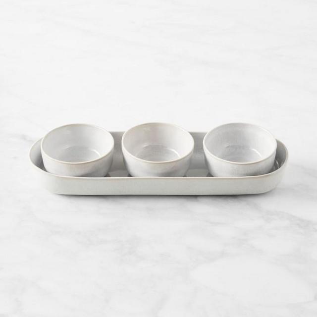 Cyprus Reactive Glaze Triple Condiment Dish