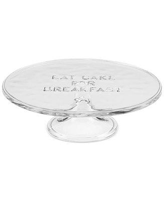 all in good taste "Eat Cake for Breakfast" 10" Glass Cake Plate