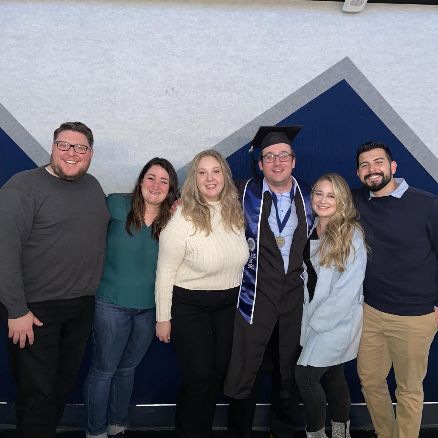 Cameron & Amber Belt, Brad & Amber Dawn, and Sam & Austin Herrera at Brad's UNR Graduation, 2022