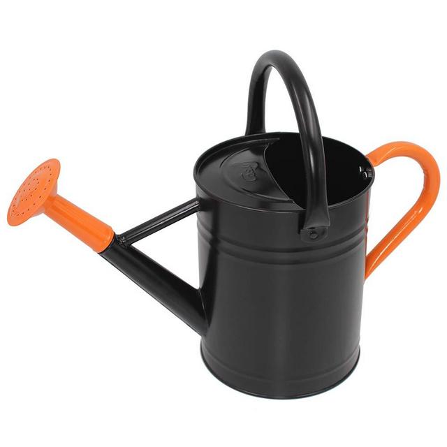 Cesun Metal Watering Can Galvanized Steel Watering Pot with Removable Spray Spout, Movable Upper Handle, Easy to Use for Outdoors Gardening, 1 Gallon-Baked Orange