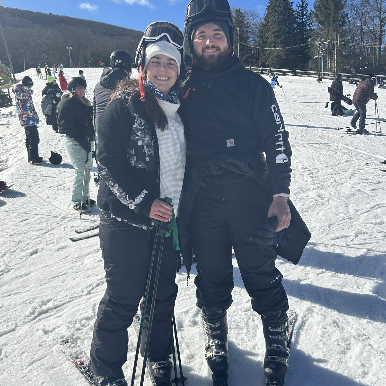 John goes skiing. Olivia goes tumbling.