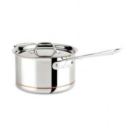 Copper Core 5-ply Bonded Cookware, Sauce Pan with lid, 4 quart