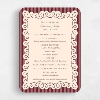 Red Rounded Wedding Program - Imogen