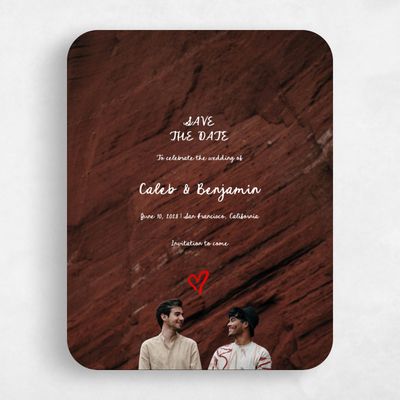 Red Rounded Wedding Save the Date - Amore Photo