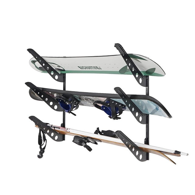 JUSTOOP Snowboard Wall Racks, Adjustable Storage Rack for Ski, Surfboard, Wakeboard, Snowboard Wall Mount Display, White/Black