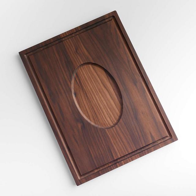 Crate & Barrel Reversible Walnut Cutting Board with Meat Rest 24"x18"