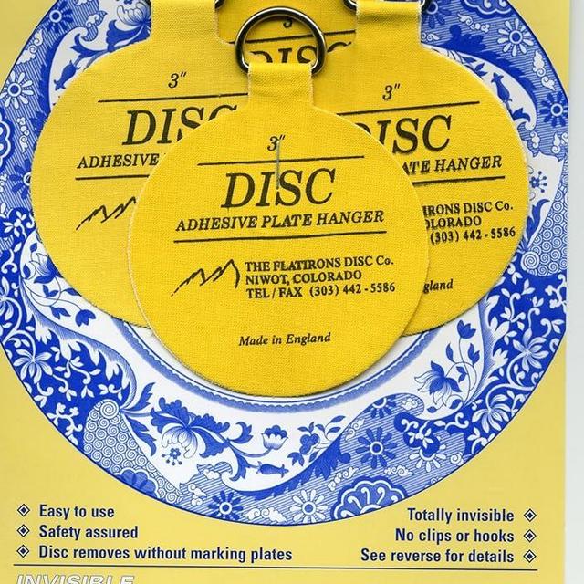 Invisible English Disc Adhesive Medium Plate Hanger Set (4-3 Inch Hangers)