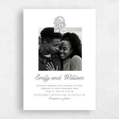Ebony, White Wedding Invitation - Vianne Photo