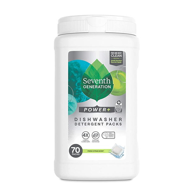 Seventh Generation Ultra Power Plus Dishwasher Detergent Packs, Fresh Citrus Scent, 70 count (Packaging May Vary)