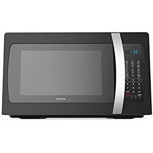 hOmeLabs 1050 watt Countertop Microwave Oven with Accessories - Black Stainless Steel Microwave Cooker 1.3 cu ft Popcorn Pizza Maker - Glass Cooking Tray Food Plate - Microwave Ovens for Counter