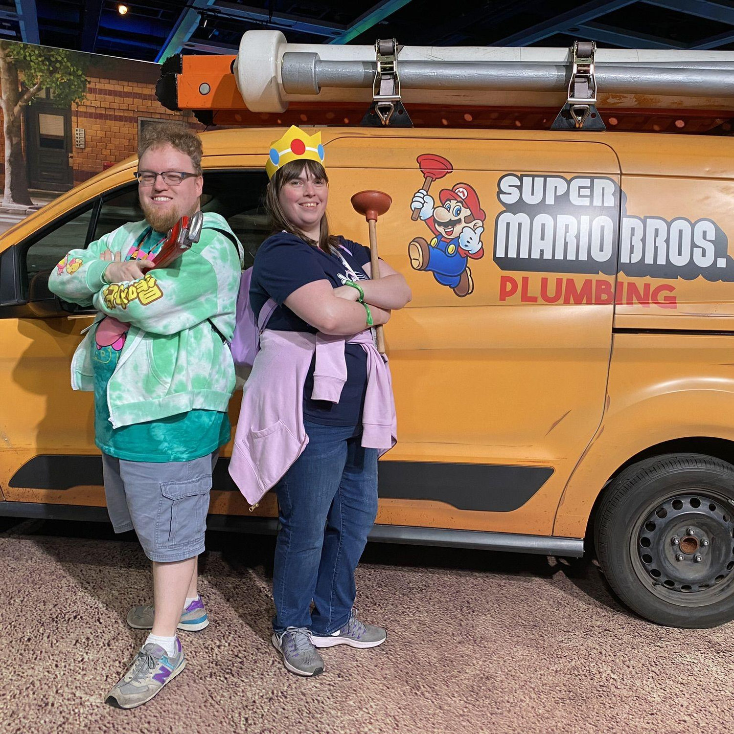 Here we are at Nintendo Live 2023. The Super Mario movie had just come out, so it was surreal to pose with a model of the van used in the film.