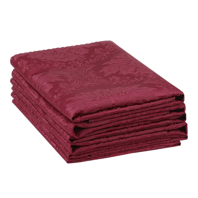 Unique Bargains Party Christmas Printed Floral Polyester Napkins 19 x 19 Inches 6 Pcs Burgundy