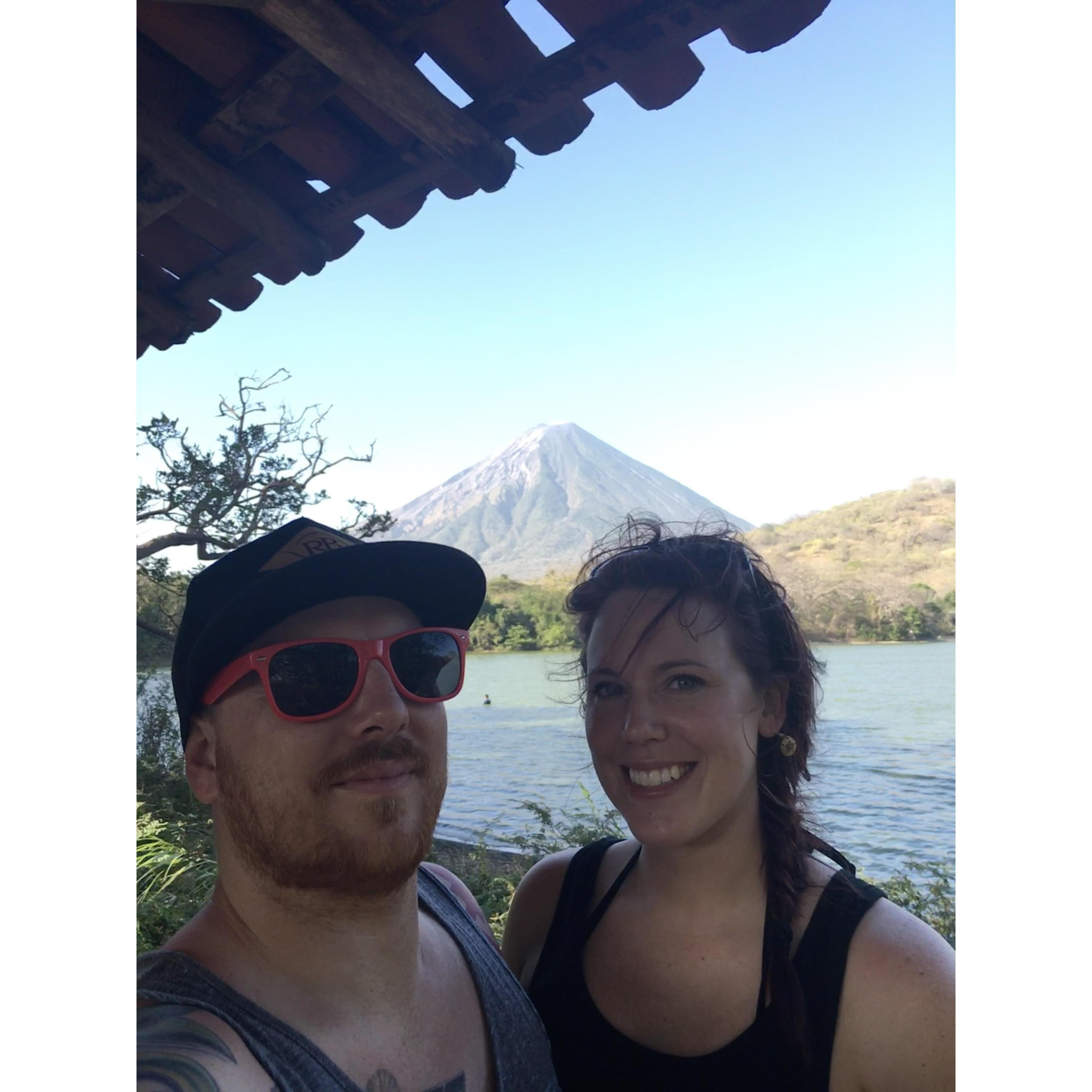 We had only knew each other for a month and decided to travel together to Nicaragua. This picture was take in front of Ometempé an active volcano in Lake Nicaragua.