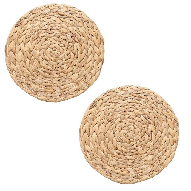 TTS For Home - 11.7 Inches Natural Water Hyacinth Placemats Set of 2 - Rattan Placemat- Jute Charger - Wicker Chargers for Dinner Plates