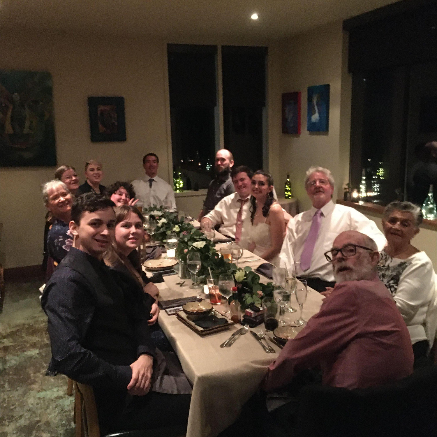 Dinner after the reception at the Vue Kitchen in Gualala, California.