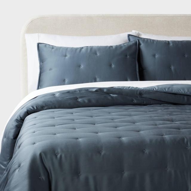 3pc King Luxe Lyocell Comforter and Sham Set Dark Teal Blue - Threshold™
