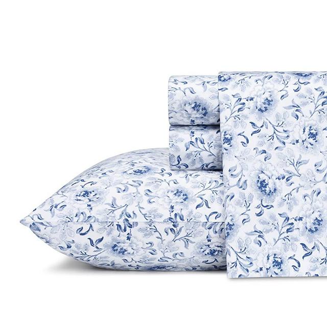 Laura Ashley Home Lorelei Sheet Set, King, Blue, 4 Piece