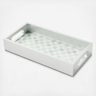 Sterling Check Glass Vanity Tray