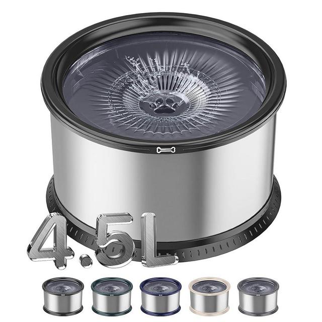 Twinsing 4.5L/1.2Gal Dog Water Bowl, No Spill Stainless Steel Slow Water Bowl for Medium Large Dogs, Large Capacity Splash Proof Slow Drinking Water Bowls with Anti-Slip Mat for Mess Drinkers