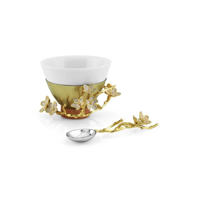 Cherry Blossom Porcelain Small Bowl w/ Spoon