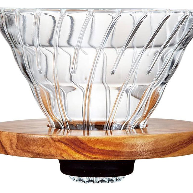 Hario VDGR-02-OV V60 Heat Resistant Glass, Permeable, Coffee Dripper, Olive Wood, 02, Coffee Drip, For 1 to 4 Cups