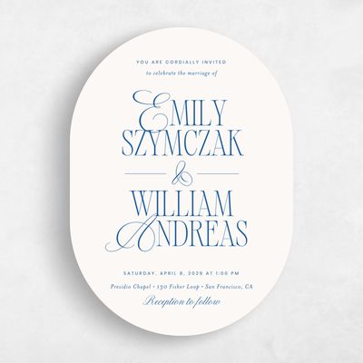 Beige Oval Wedding Invitation - Thisbe Classic
