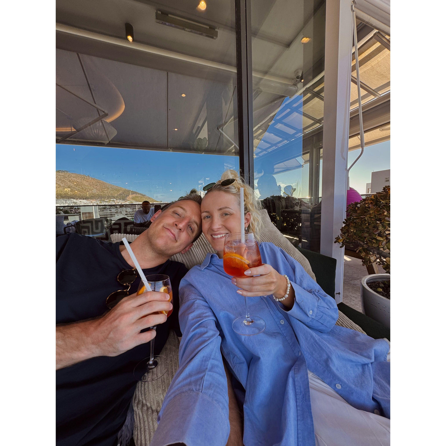 Rooftop Aperols at Hugo Social Club - this bar/ restaurant is above where we stayed at Latitude Aparthotel, Sea Point