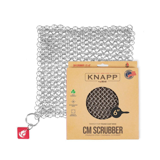 BBQ-AID CM Scrubber® 6" Small Ring Cast Iron Scrubber - Cast Iron Cleaner for Hard Anodized Cookware, Pre-Seasoned Pans, Grills and Skillet