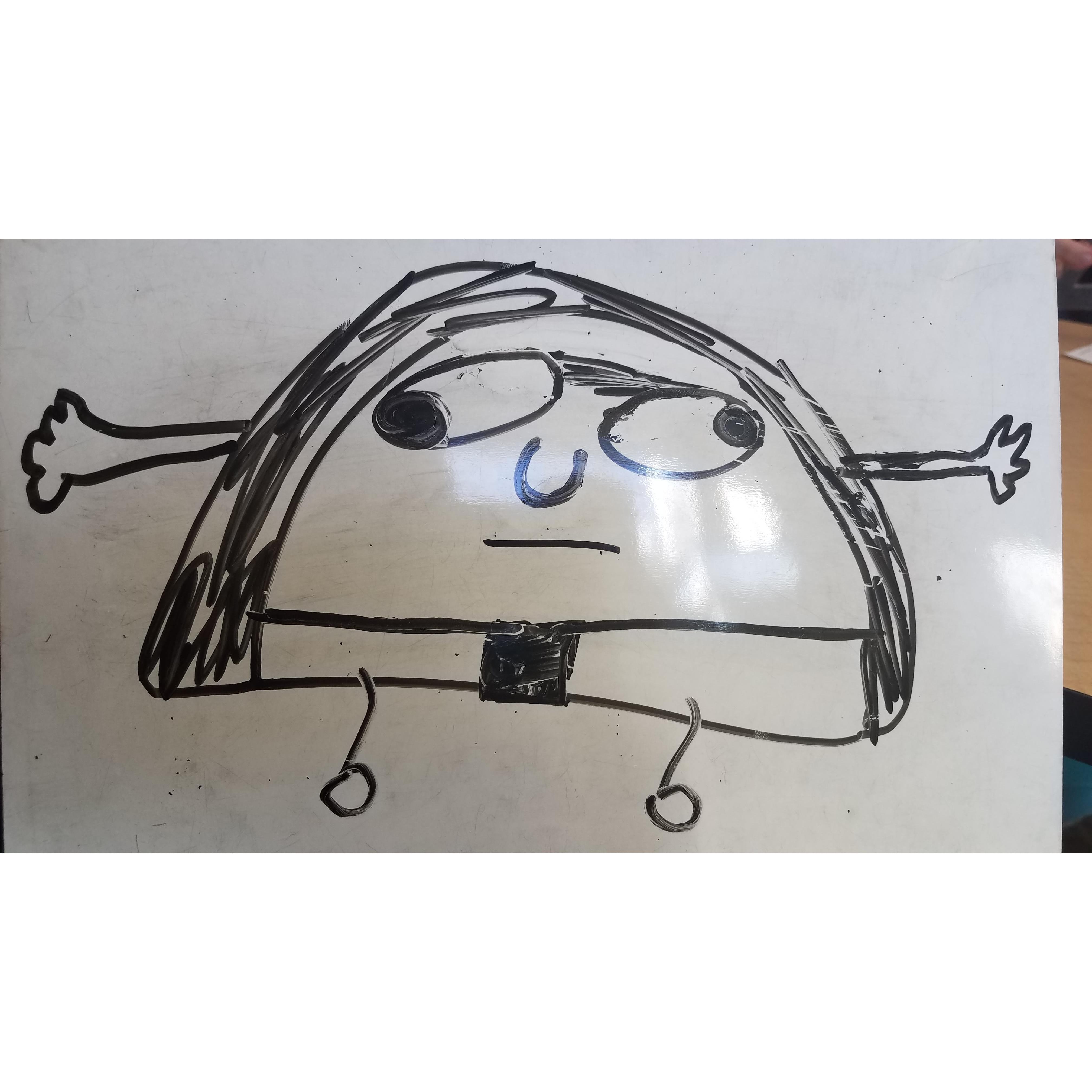 A taco with a uni-brow wearing a speedo