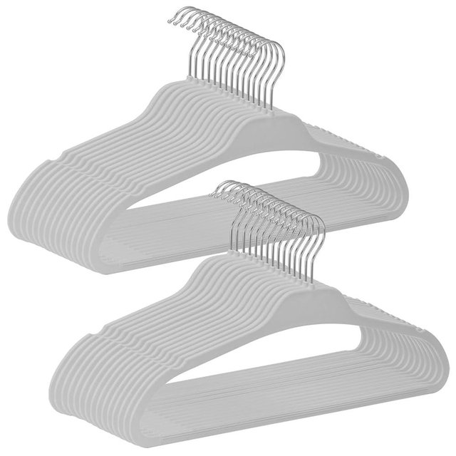 Non-Slip Rubber Coated Hangers, 30 Pack Plastic Clothes Hangers with 360° Swivel Hook 17.7 Inches Slim Space Saving Hangers for Adult Clothes Shirts Dresses Pants, Gray