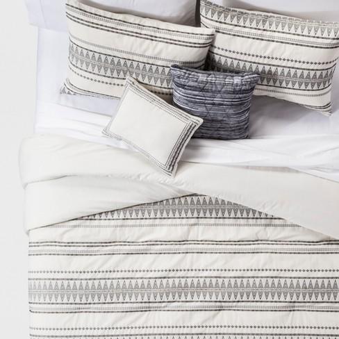 Cream Tatiana Global Woven Stripe Cotton Comforter Set 5pc