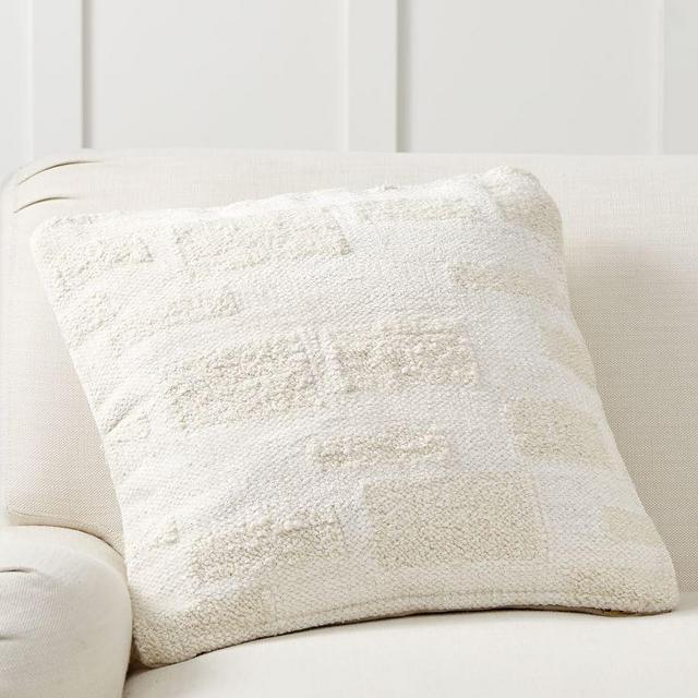 Textured Geo Squares Pillow Cover, 20 x 20", Ivory