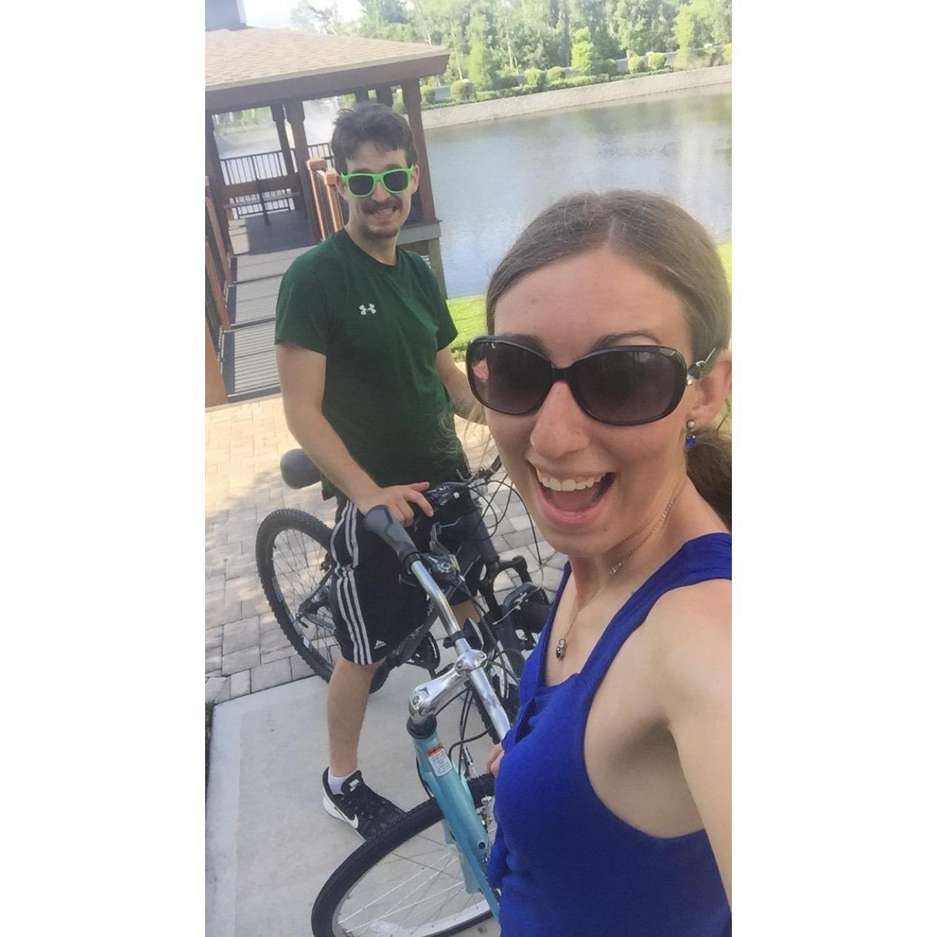 We also enjoy bike riding even though Jeff is faster than me...