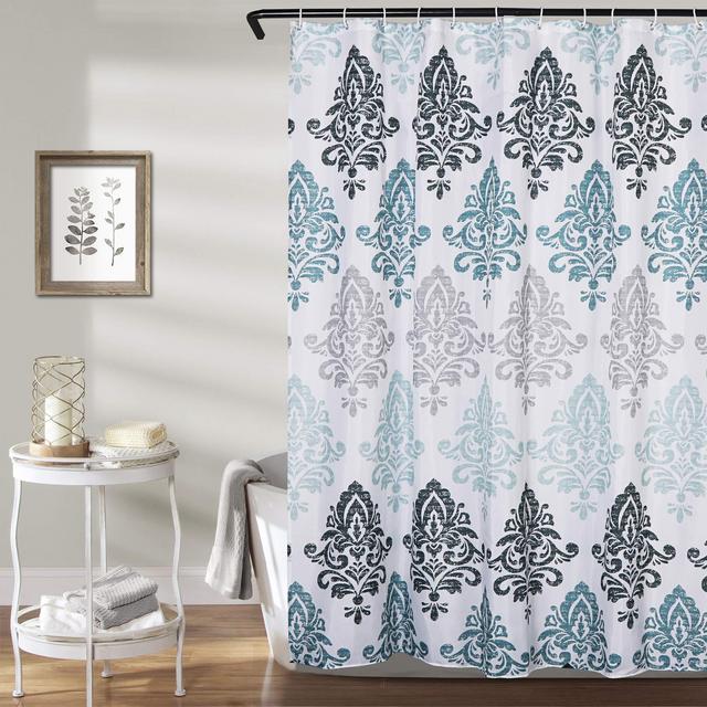 Uphome Fabric Shower Curtain,Gradient Floral Abutilon Striatum Boho Cloth Shower Curtains for Bathroom Ethnic Tribal Design, Heavy Weighted and Waterproof, 72 x 72