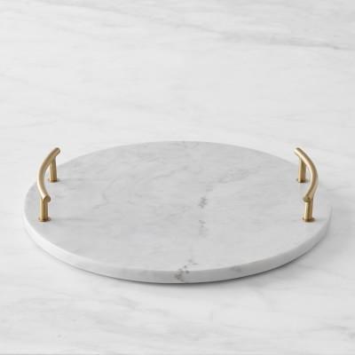 Round Marble and Brass Tray