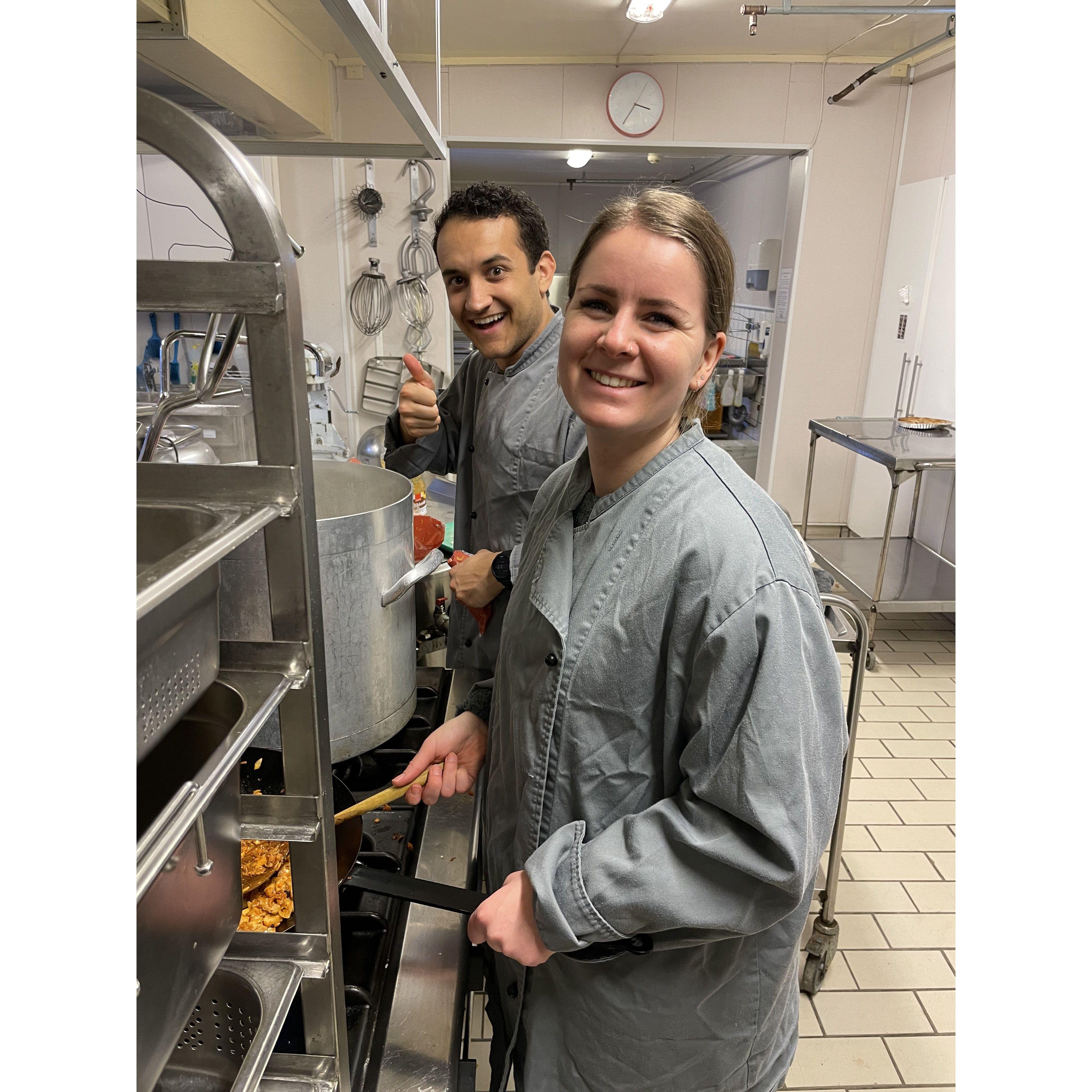 Cooking at the YWAM base in Norway during Hunter's DTS.
