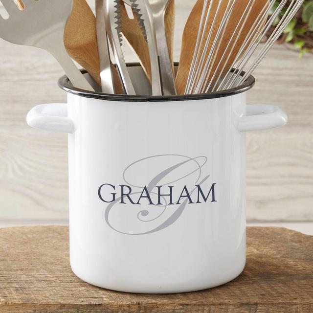 The Heart Home Stainless Steel Utensil Holder in White