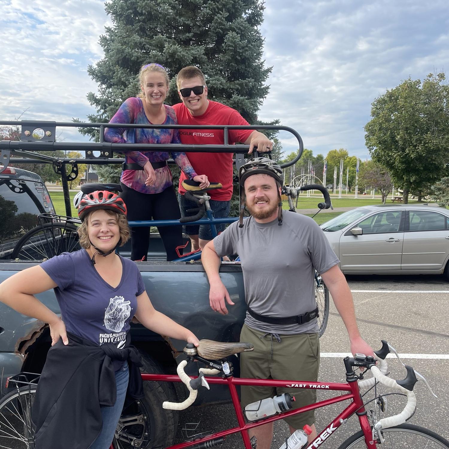 Biking the Paul Bunyan Trail with the Gattons. This was their first time on a tandem bike, and they didn’t crash. That’s a good sign: October 2022.