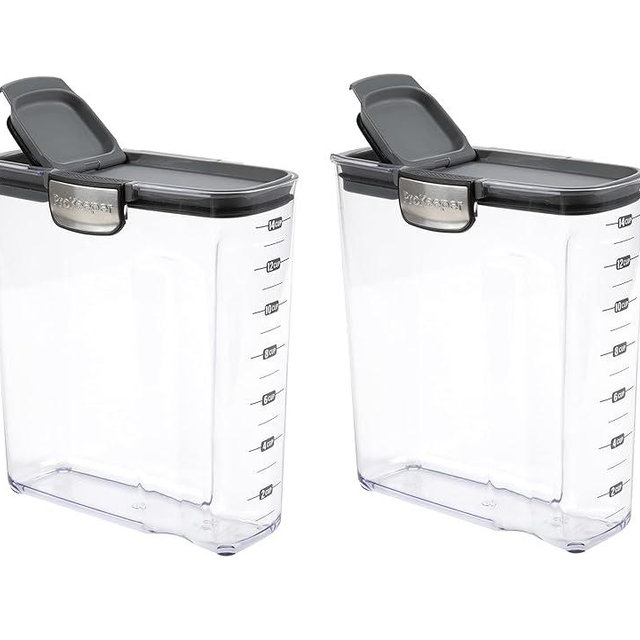 Progressive International ProKeeper+ Clear Plastic Airtight Food Baker's Kitchen Storage Organization Container Canister Set with Magnetic Accessories, 2- Piece Set (Cereal 4.2-Quart)