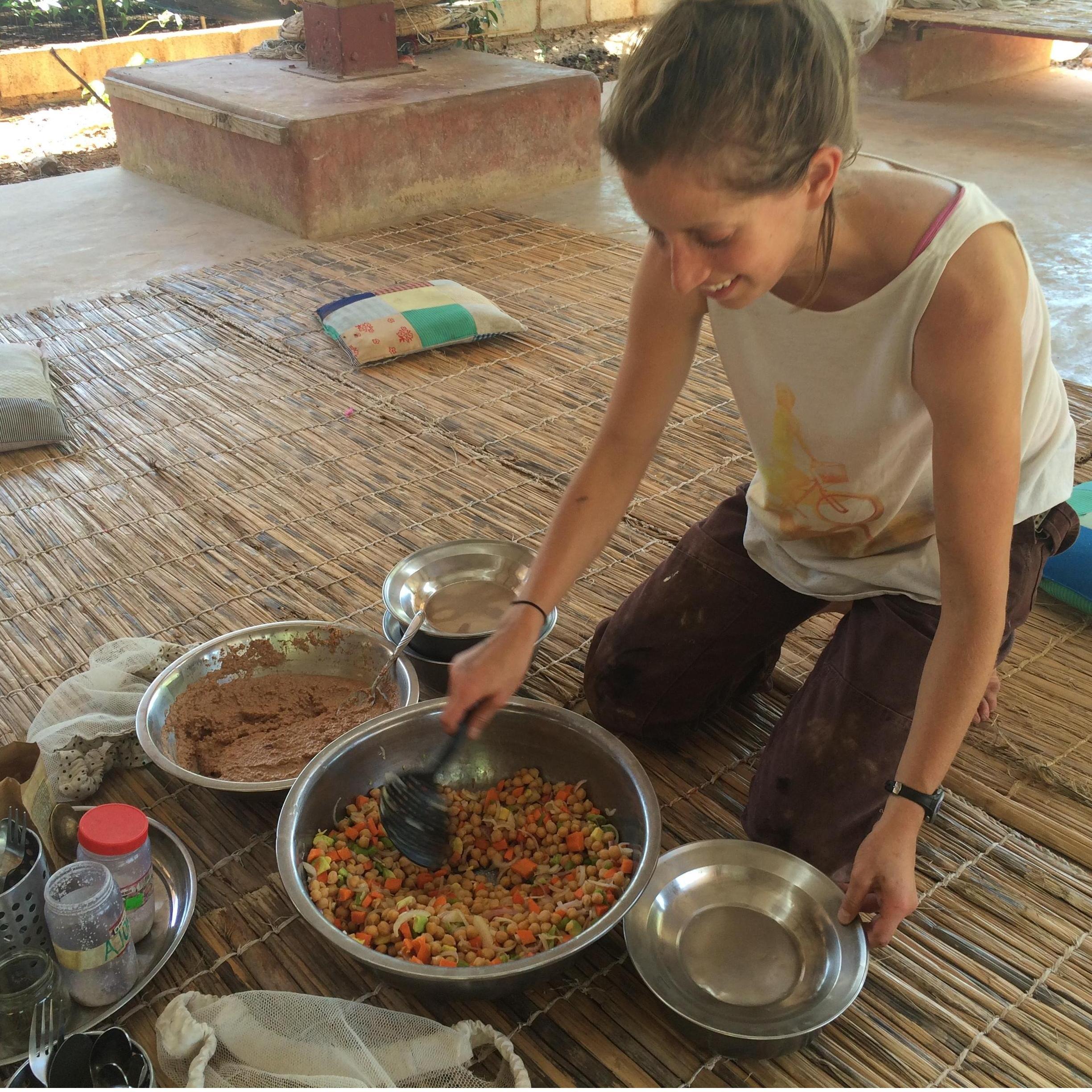Sarah enjoying a meal during our trip to volunteer for a reforestation project in Haiti