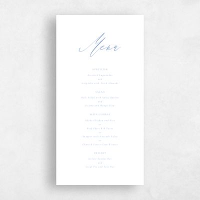 Dusty Blue Wedding Menu - Seville Letterpress