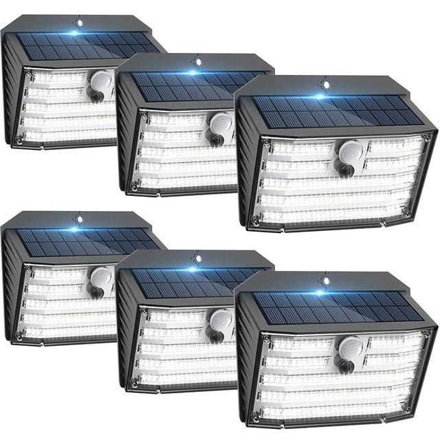 [6 Packs] Solar Motion Lights Outdoor, Ultra Bright Solar Fence Lights with Motion Sensor, IP65 Waterproof Security Lights 3 Modes, 270° Lighting Angle, Wall Lights for Deck Patio Fence Garage Door