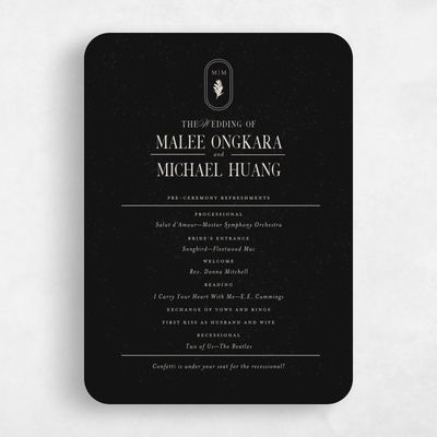 Black Rounded Wedding Program - St Lucia