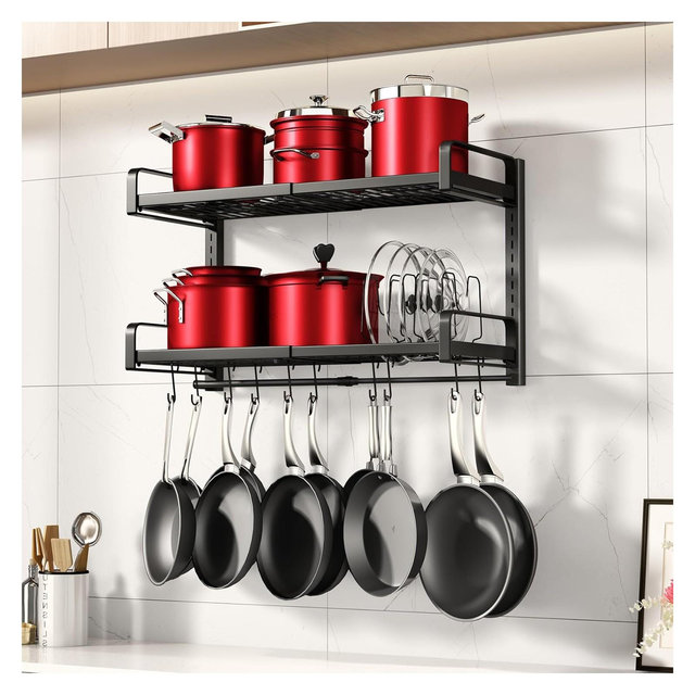Home Collection 19" - 30" Wall-Mounted Pot & Pan Rack Organizer