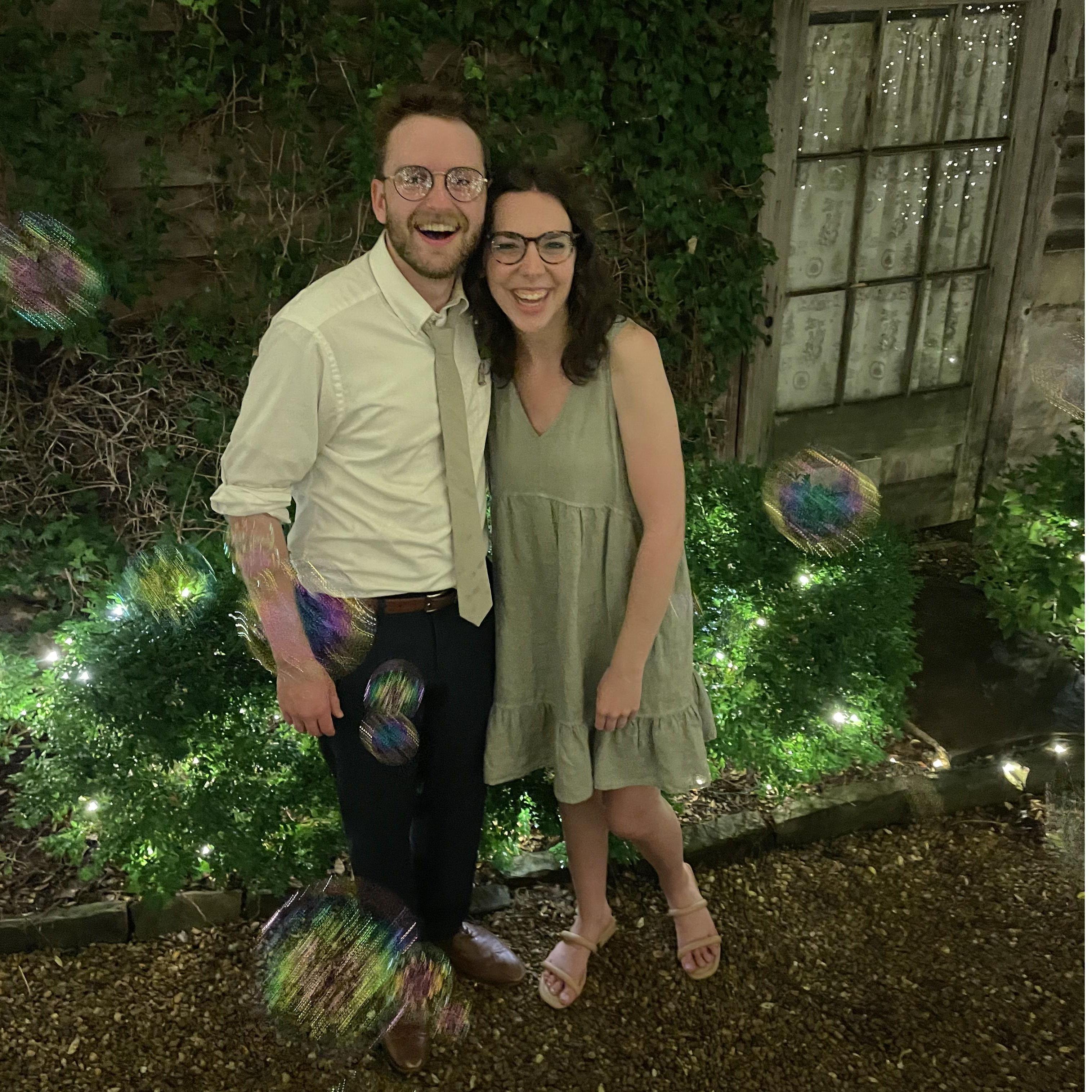 Us at our friends' wedding at our venue two years ago!