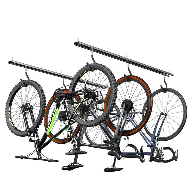 Ultrawall Ceiling Bike Rack for Garage, Indoor Bike Hanger with 6 Adjustable Bike Hooks for up to 3 Bikes (Horizontally), 6 Bikes (Vertically)