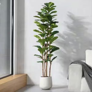 5 ft. Artificial Fiddle Leaf Fig Tree with Realistic Leaves and Natural Trunk, Silk Faux Potted Tree