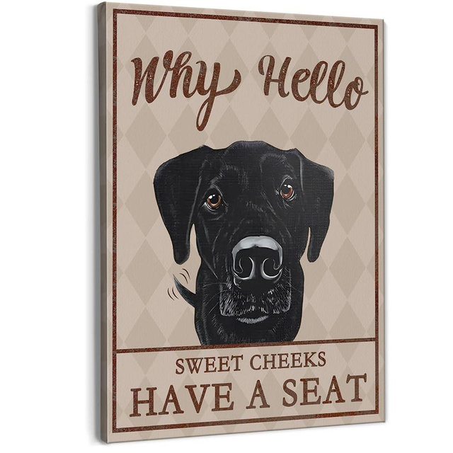 Likjad dog bathroom decor, dog wall decor, dog wall art bathroom wall art decor, hello sweet cheeks bathroom decor, dog poster for bathroom dog canvas paintings 11x14