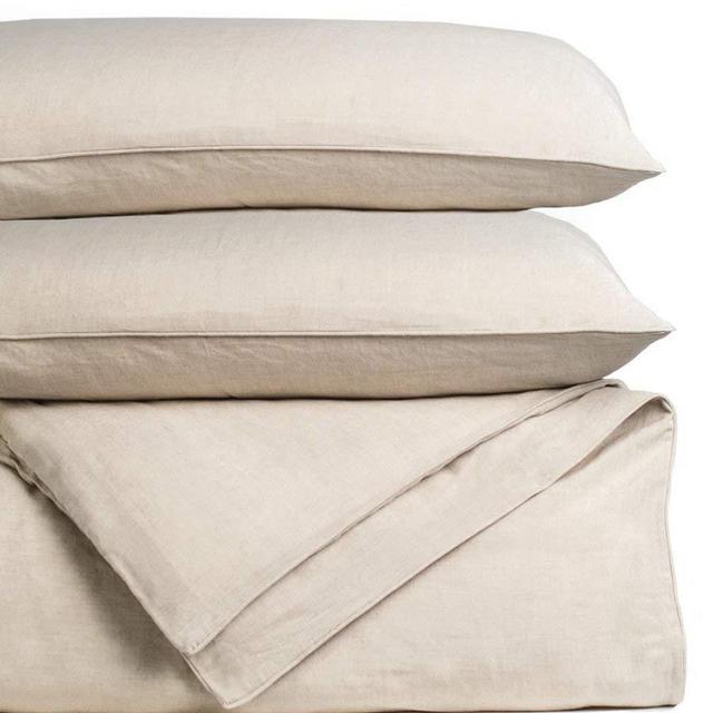Cariloha Bamboo Linen Duvet Cover Set by Includes Duvet Cover and 2 Pillow Shams - 3 Degrees Cooler than Cotton - Soft and Smooth Bamboo-Linen Weave (King, Oatmeal)